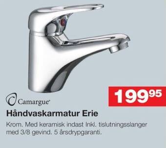 Bauhaus Camargue Håndvaskarmatur Erie tilbud