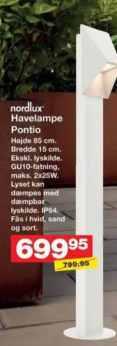 Bauhaus nordlux Havelampe Pontio tilbud