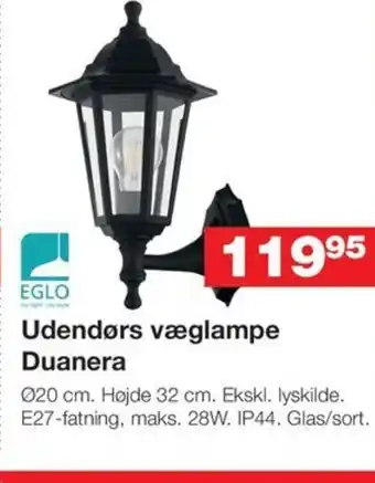 Bauhaus Udendørs væglampe Duanera tilbud