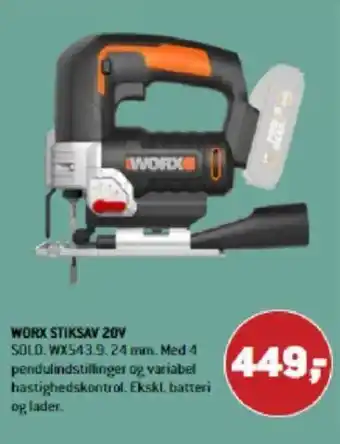 XL-BYG WORX STIKSAV 20v tilbud