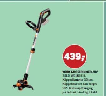 XL-BYG WORX GRÆSTRIMMER 20V tilbud