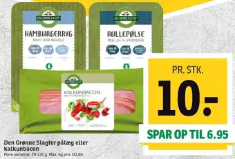 SPAR Den Grønne Slagter Pålæg Eller Kalkunbacon 70-125 g. tilbud
