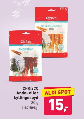 ALDI CHRISCO Ande- eller kyllingespyd tilbud