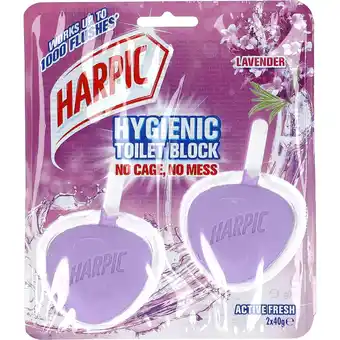 Harpic hygienic toilet block lavender & sage 2x40g