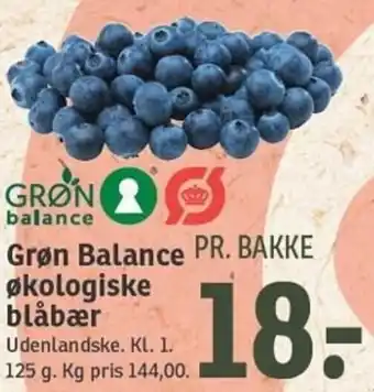 SPAR Grøn Balance Økologiske Blåbær 125 g. tilbud