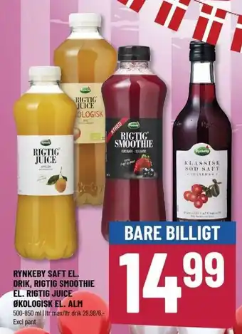 Løvbjerg Rynkeby Saft El. Drik, Rigtig Smoothie El. Rigtig Juice økologisk El. Alm 500-850ml tilbud