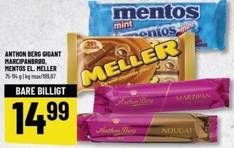 Løvbjerg Anthon Berg Gigant Marcipanbrød,Mentos El. Meller 75-114g tilbud