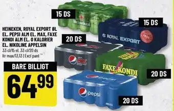 Løvbjerg Heineken,Royal Export Øl El.Pepsi Alm El.Max,Faxe 33cl tilbud