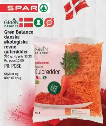 SPAR Grøn Balance Danske økologiske Revne Gulerødder 300g tilbud