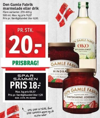 SPAR Den Gamle Fabrik Marmelade Eller Drik tilbud