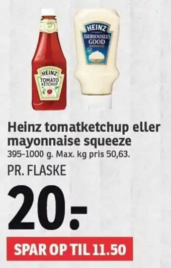 SPAR Heinz Tomatketchun Eller Mayonnaise Squeeze 395-1000g tilbud