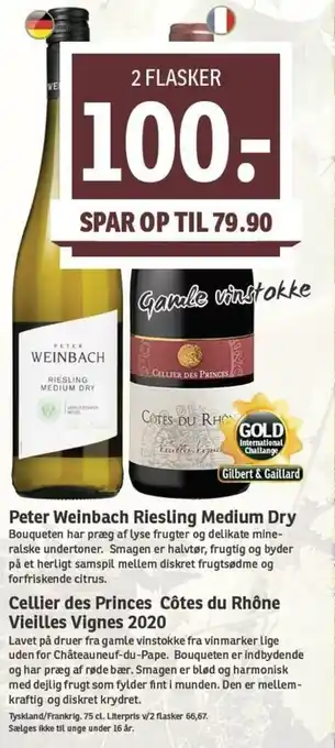 SPAR Peter Weinbach Riesling Medium Dry, Cellier Des Princes tilbud