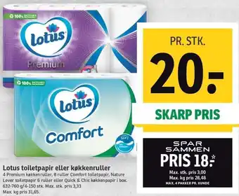 SPAR Lotus Toiletpapir Eller Køkkenruller 632-760g tilbud