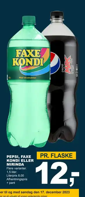 Let-Køb Pepsi, faxe kondi eller mirinda tilbud