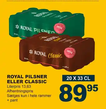 Let-Køb Royal pilsner eller classic tilbud