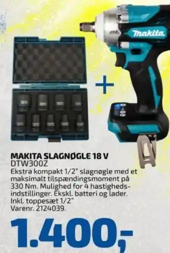 MAKITA SLAGNØGLE 18 V DTW300Z