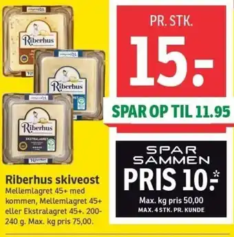 SPAR Riberhus Skiveost 240 g. tilbud