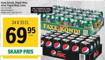 SPAR Faxe Kondi Pepsi Max Eller Pepsi Max Lime tilbud