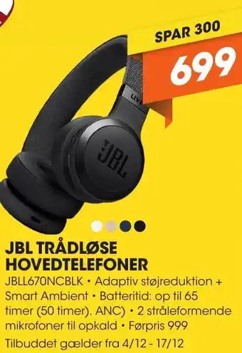JBL TRÅDLØSE HOVEDTELEFONER