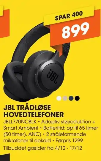 Expert JBL TRÅDLØSE HOVEDTELEFONER tilbud