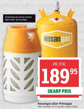 SPAR Kosangas Eller Primagaz 10-11 Kg tilbud