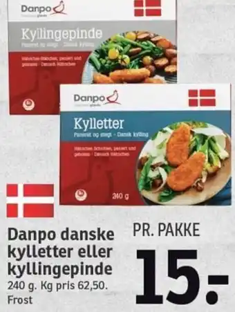 SPAR Danpo Danske Kylletter Eller kyllingepinde 240g. tilbud