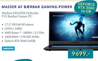 CBC Medion erazer defender p15 bærbar gamer pc tilbud