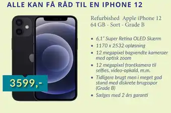 CBC Refurbished apple iphone 12 64 gb - sort - grade b tilbud