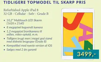 CBC Refurbished apple ipad 8 32 gb - cellular - sølv - grade b tilbud