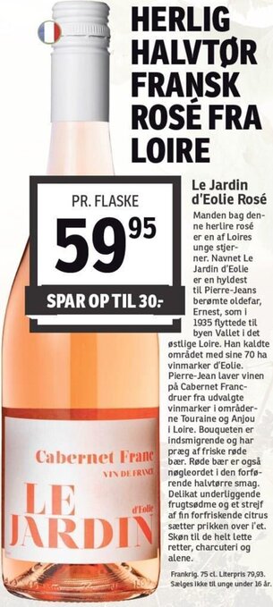 SPAR Herlig Halvtor Fransk Rosé Fra Loire tilbud