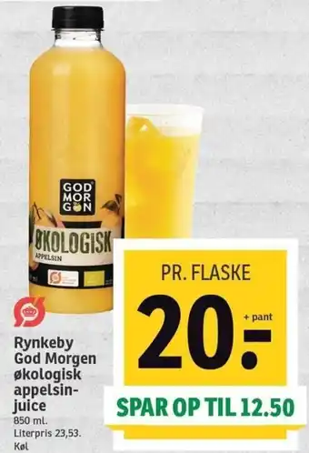 SPAR Rynkeby God Morgen Økologisk Appelsin Juice 850ml tilbud