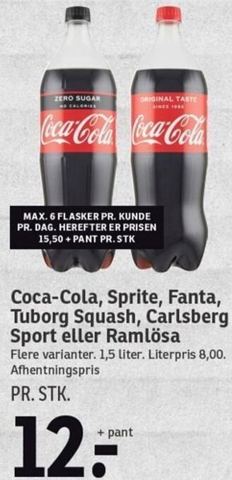 SPAR Coca-Cola,Sprite,Fanta,Tuborg Squash Eller Ramlösa tilbud