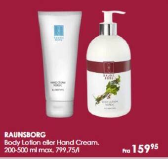 Matas RAUNSBORG Body Lotion eller Hand Cream tilbud