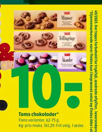 Coop 365 Toms chokolader tilbud