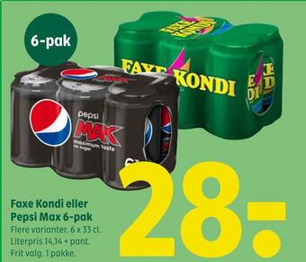 Coop 365 Faxe kondi eller pepsi max 6-pak tilbud