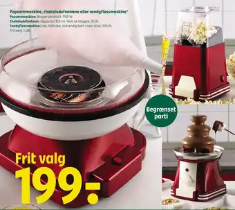 Popcornmaskine, chokoladefontæne eller candyflossmaskine