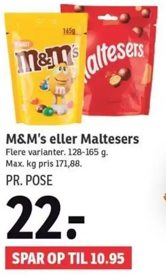 SPAR M&M's Eller Maltesers 128-165 g. tilbud