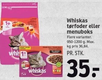 SPAR Whiskas Tørfoder Eller Menuboks tilbud