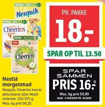 SPAR Nestlé Morgenmad 320-375 g. tilbud