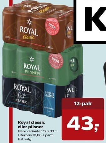 Kvickly Royal Classic Eller Pilsner tilbud