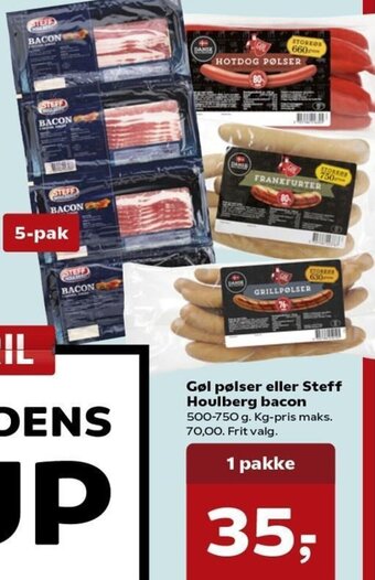 Kvickly Gøl Pølser Eller Steff Houlberg Bacon tilbud