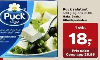 Kvickly Puck Salatost 500g tilbud