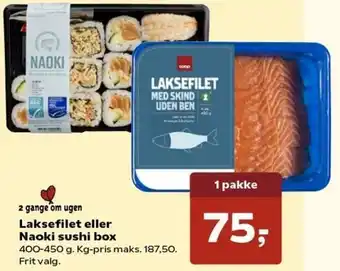 Laksefilet Eller Naoki Sushi Box 400-450g.