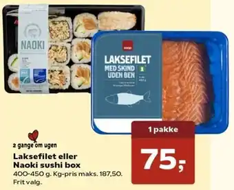 Kvickly Laksefilet Eller Naoke Sushi Box 400-450 g tilbud