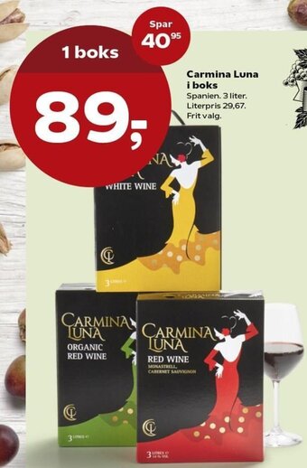 Kvickly Carmina Luna I Boks 3 Liter tilbud