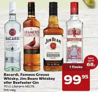 Kvickly Bacardi Famous Grouse Whisky,Jim Beam Whiskey Eller Beefeater Gin tilbud