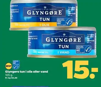 Netto Glyngøre tun i olie eller vand tilbud