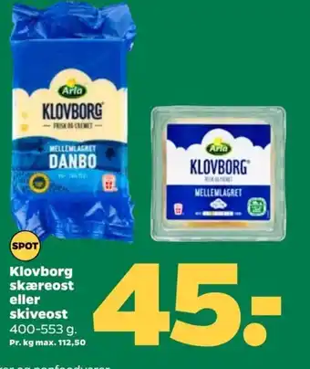 Netto Klovborg SkaereostS eller Skiveost tilbud