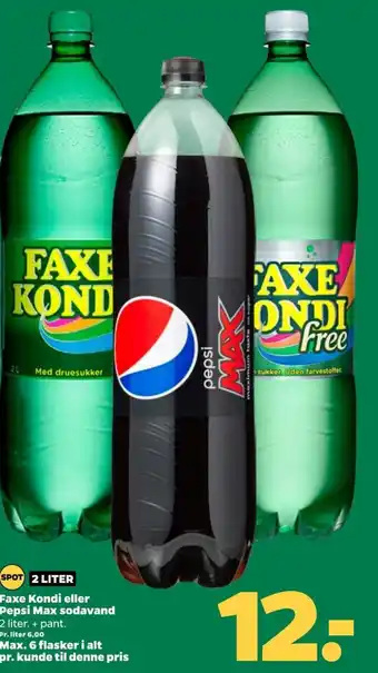 Netto Faxe Kondi eller Pepsi Max sodavand 2 liter. tilbud