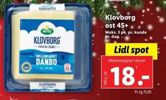 Lidl Klovborg ost 45+ tilbud